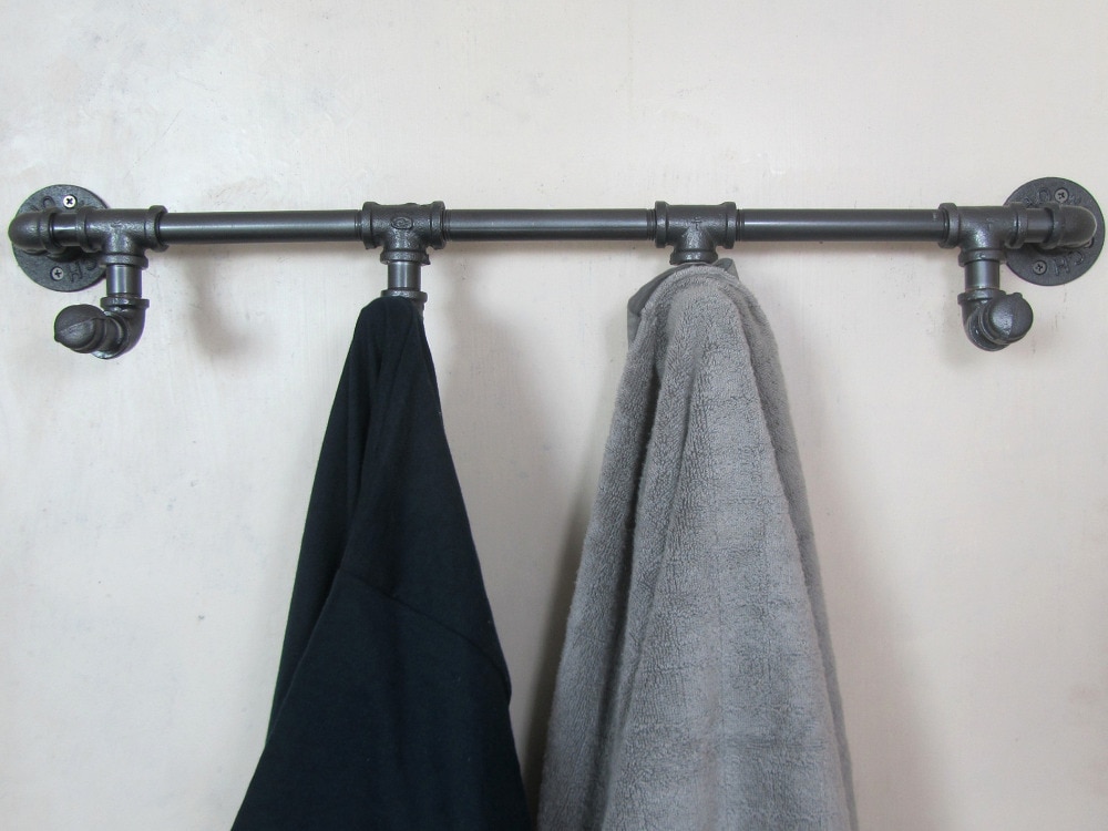 Porte-manteau Mural 2 Pièces Avec 10 Crochets - En Alliage Métal Brossé Noir, Pour Entrée, Salle De Bain, Chambre Ou Cuisine